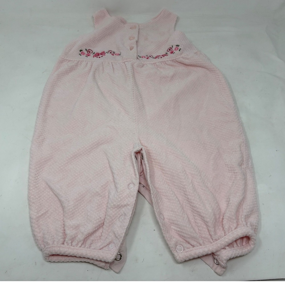 Koala Baby Pink Waffle Knit Floral Embroidered Romper Jumpsuit 3-6 Months